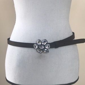 Hollister Leather Belt with Large Crystal Buckle